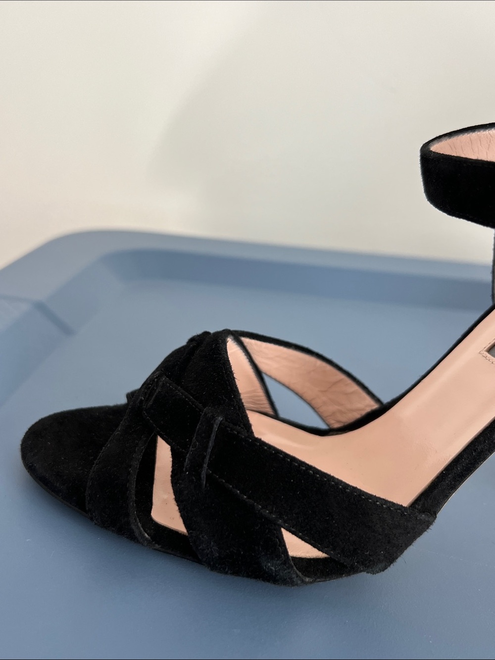 SJP sarah jessica parker cameron black suede open toe criss cross sandals heels - Picture 12 of 13